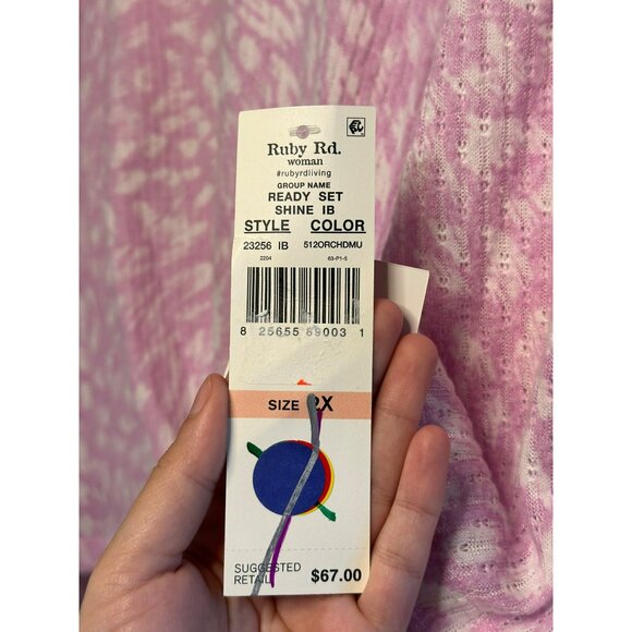 NWT Ruby Rd. Women's 3/4 Sleeve Cowl Neck Blouse – Pink & White, 2X - Picture 6 of 6